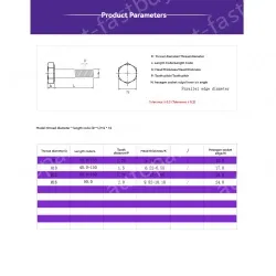 Half thread external hexagonal bolt M8*50