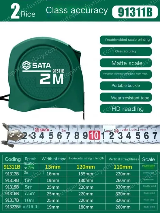 Class 1 accuracy: 2 meters, ruler width, 13mm-91311B