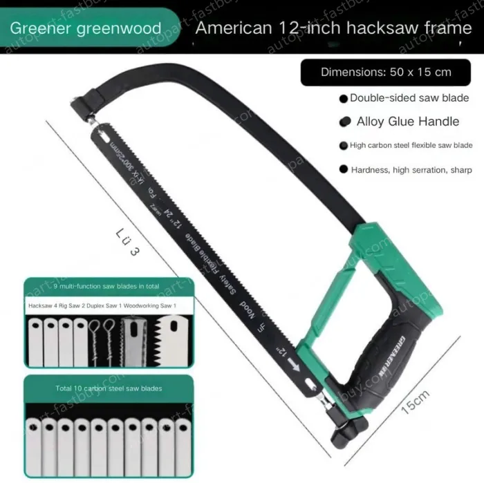 American 12 inch hacksaw stand includes 11 carbon hacksaw blades + 8 multi-function saw blades