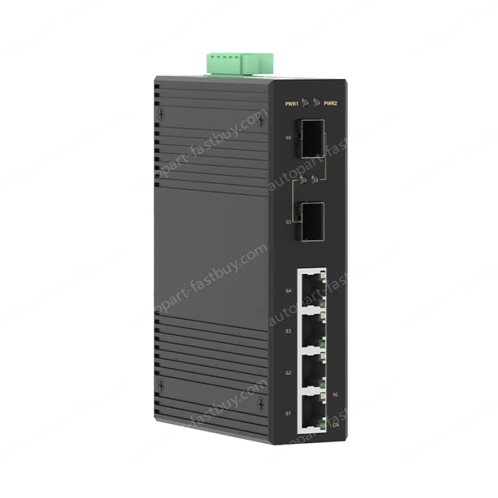 2 Ports Gigabit SFP + 4 Ports Gigabit RJ45 Din-Rail Unmanaged Industrial Ethernet Switch