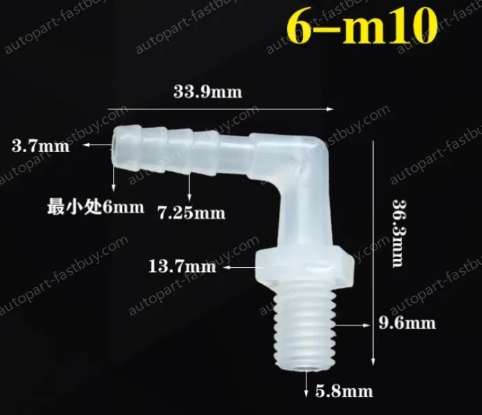 6-M10-M thread right angle elbow