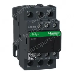 LC1D38F7 IEC contactor, TeSys Deca, nonreversing, 38A, 20HP at 480VAC, up to 100kA SCCR, 3 phase, 3 NO, 110VAC 50/60Hz coil, open