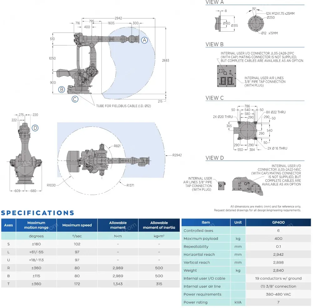 GP400 robot spec diagram