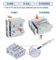 Compact Guide Cylinder With End Lock MGP Series &oslash;20, &oslash;25, &oslash;32, &oslash;40, &oslash;50, &oslash;63, &oslash;80, &oslash;100