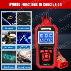 KW890 Automotive Fault Diagnosis Instrument Engine Fault Reading Fault Code Query Playback Function Testing Tools