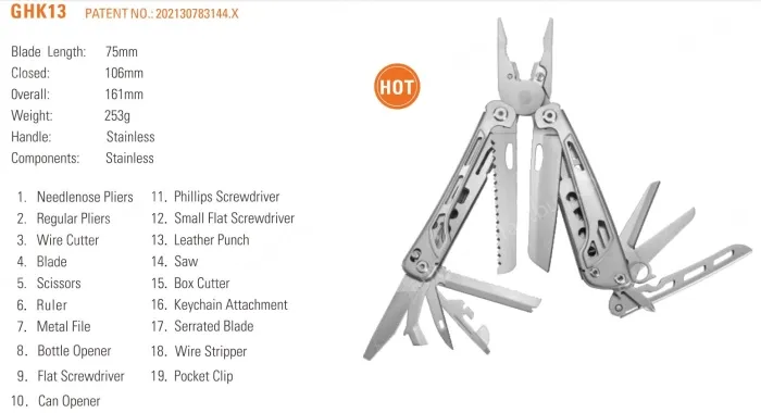 GHK13 New Sky Wolf Multifunctional Knife Pliers Tactical Pliers Outdoor Folding Knife Pliers Multi Purpose Pliers EDC Combo Gadget