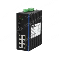 2 Ports 100M F(x) + 6 Ports 10/100M T(x) Din-Rail Unmanaged Industrial Ethernet Switch