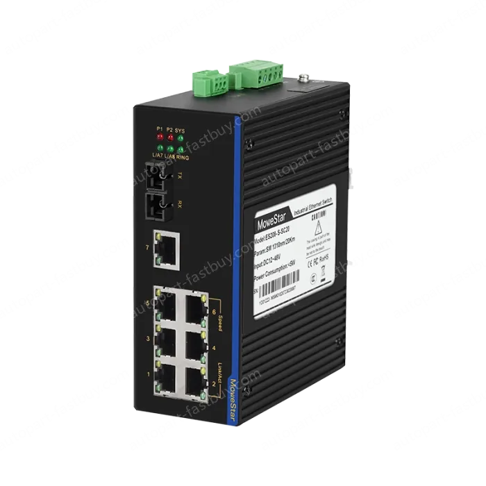 1 Port 100M F(x) + 7 Ports 10/100M T(x) Din-Rail Unmanaged Industrial Ethernet Switch