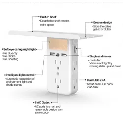 Surge Protector USB Wall Outlet Shelf