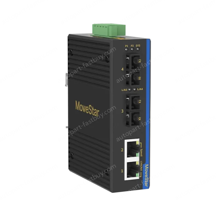 2 Ports 100M F(x) + 2 Ports 10/100M T(x) Din-Rail Unmanaged Industrial Ethernet Switch