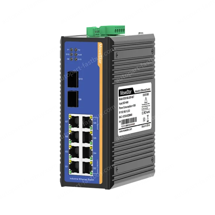 2 Ports Gigabit SFP + 8 Ports Gigabit T(x) Din-Rail Managed Industrial Ethernet Switch
