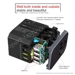 Hot sale 4USB +1 Type C travel adapter plus KRUSB-WLG3308B