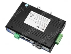 UOTEK 100M optical port to 2 electrical ports + RS232/485/422 Serial Device Server