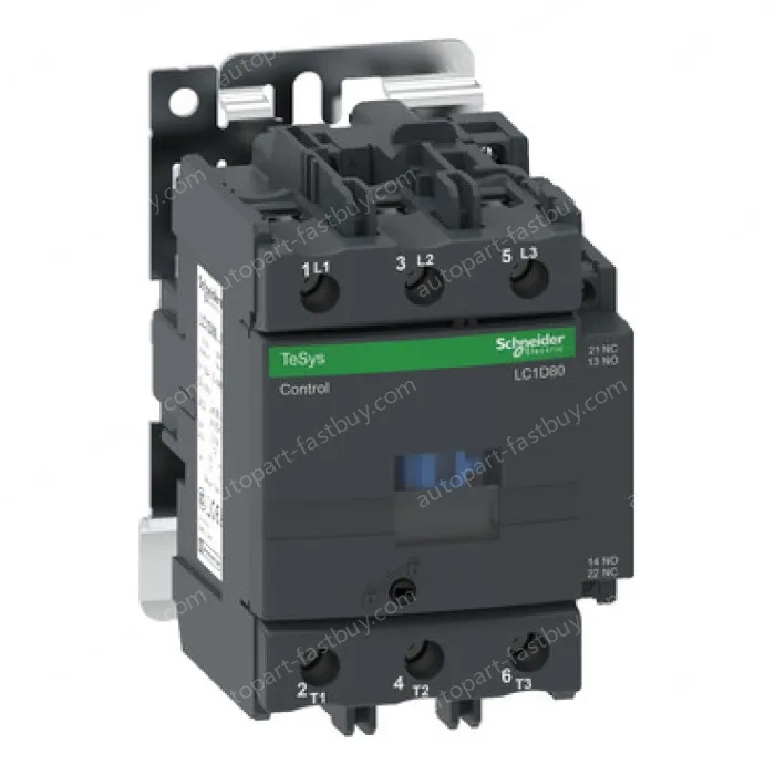 LC1D80E7C TeSys Deca Contactor, 3-Pole (3NO), AC-3/AC-3e, <=440V, 80A, 48VAC, Screw Terminal